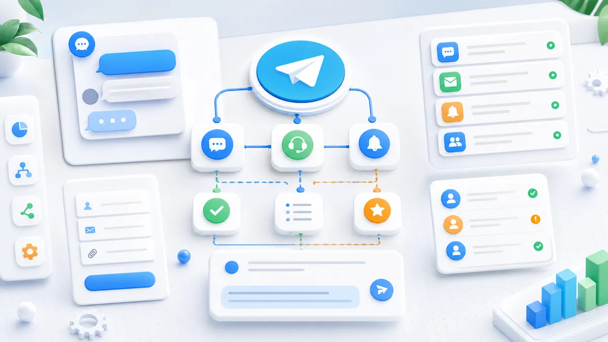 Концепт Telegram-автоматизації з блоками повідомлень
