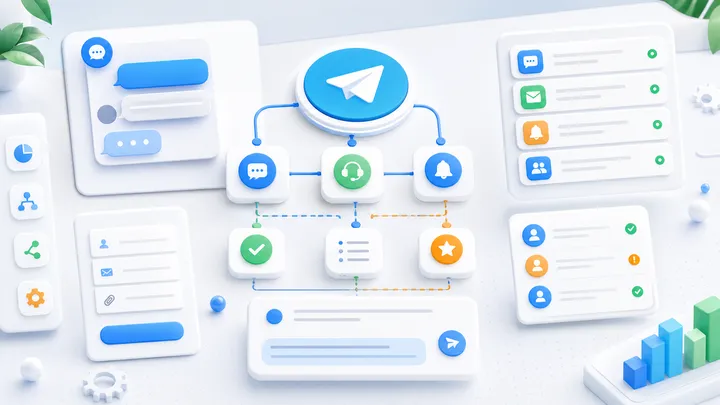 Концепт Telegram-автоматизації з блоками повідомлень